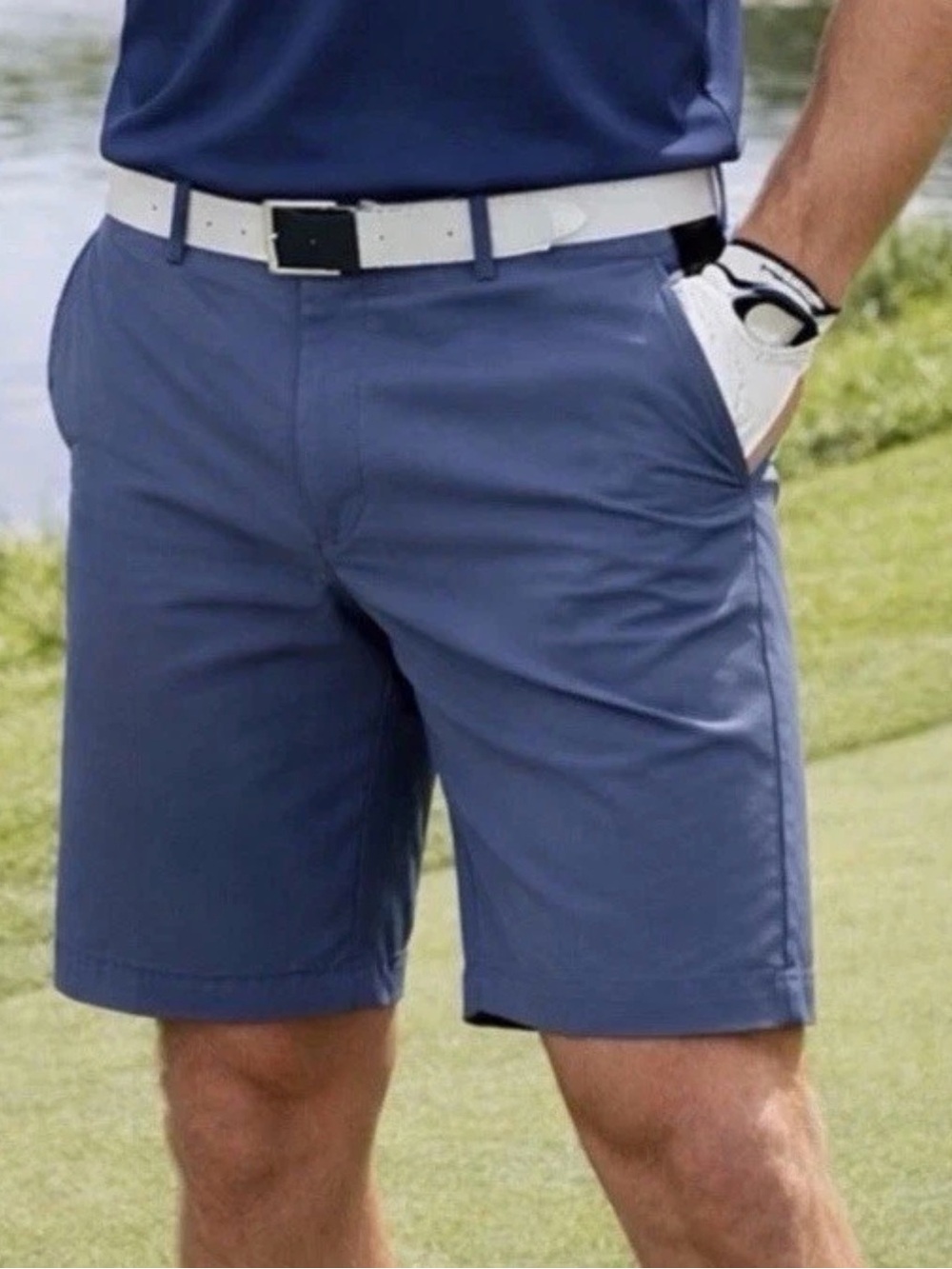 Men's Flat-Front Golf Shorts in Blue